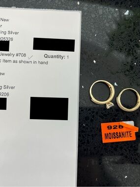 Gold Tone Moissanite Ring Set - 925B